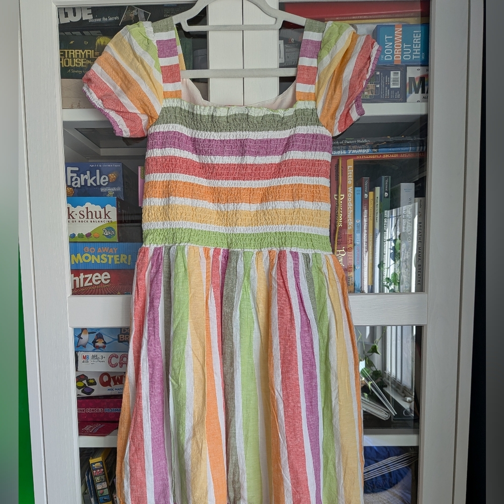NWT Gymboree Adult XS Little Sprout Striped Linen Blend Midi Dress - Mommy & Me